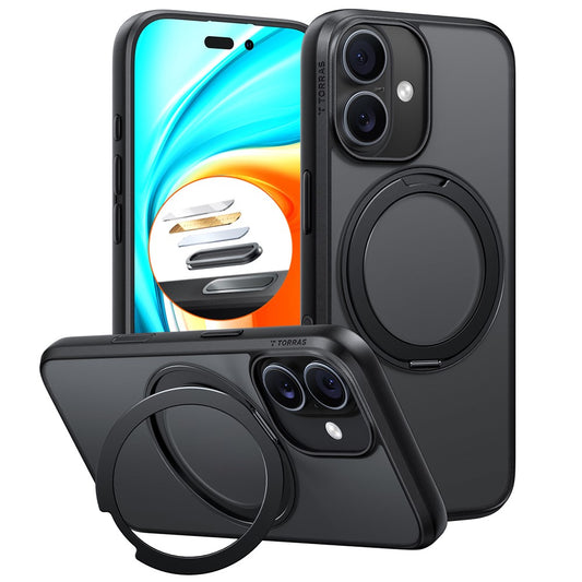 MagSafe cover til Apple iPhone 17, Torras, Ostand Pro, Sort