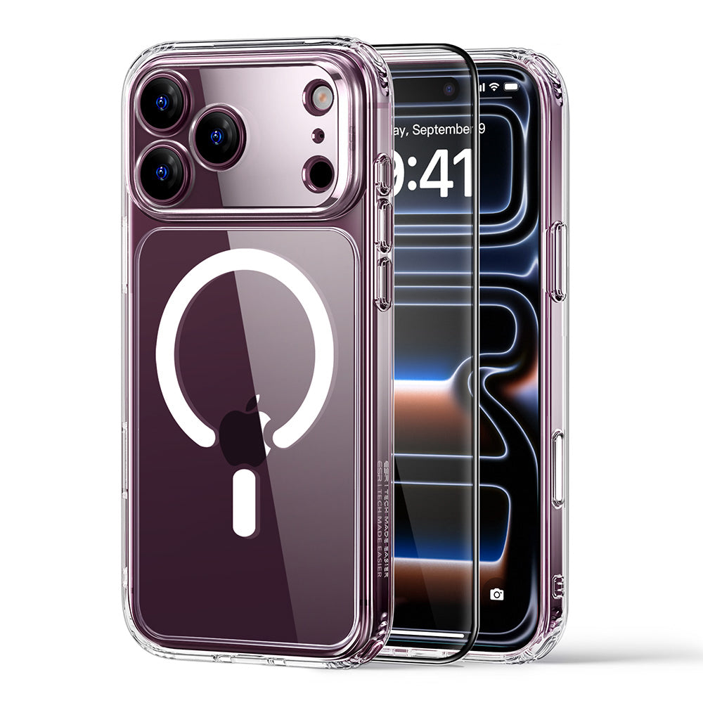 MagSafe-etui til Apple iPhone 18 Pro / 17 Pro, ESR, Classic Hybrid med skærmbeskytter, gennemsigtig