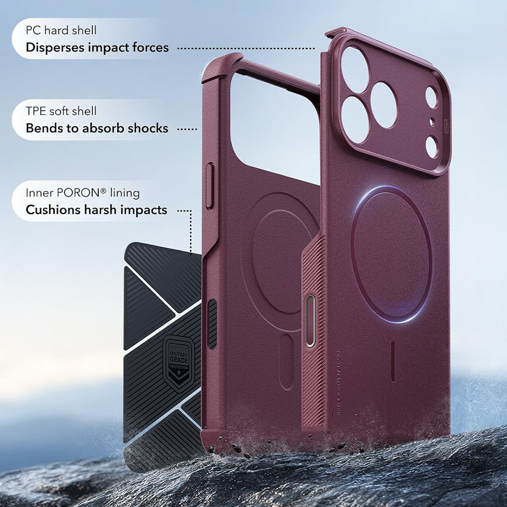 MagSafe-cover til Apple iPhone 18 Pro / 17 Pro, ESR, Cyber, satinmørk vinrød