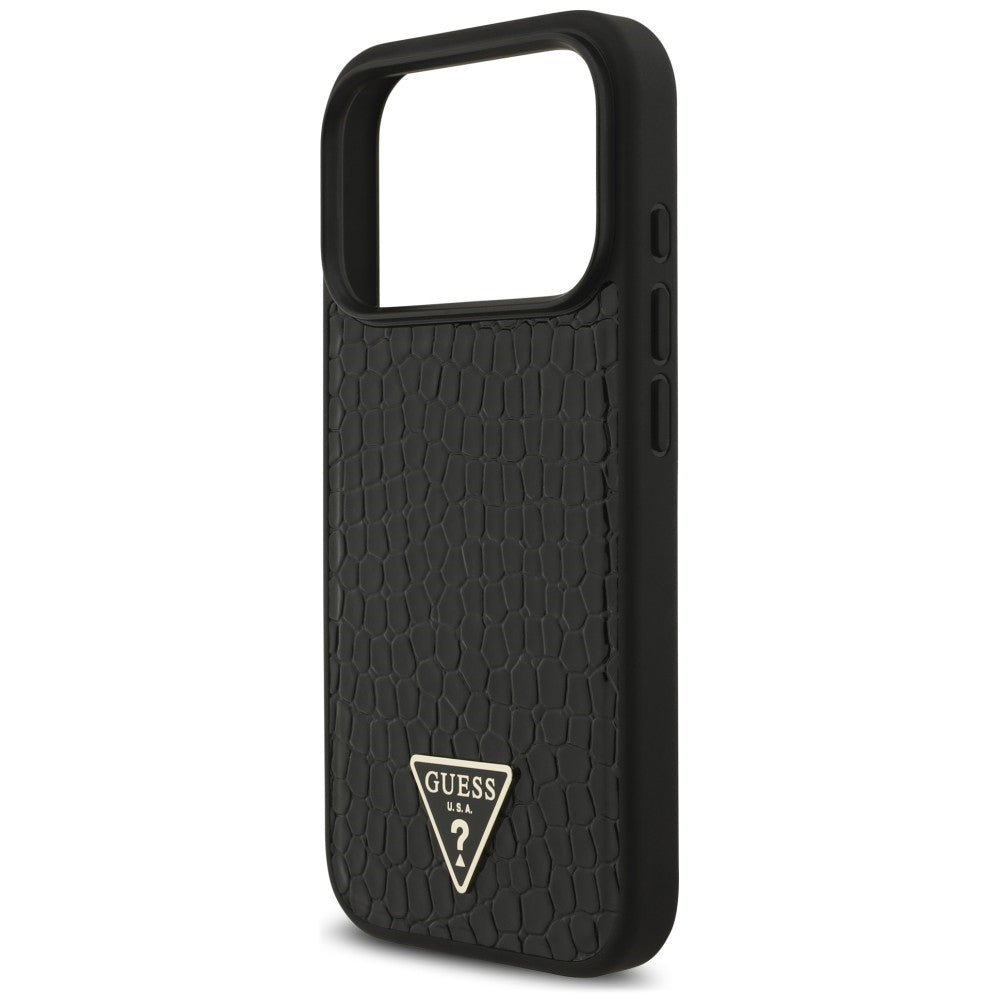 MagSafe-cover til Apple iPhone 18 Pro / 17 Pro, Guess, Croco Triangle Logo, sort