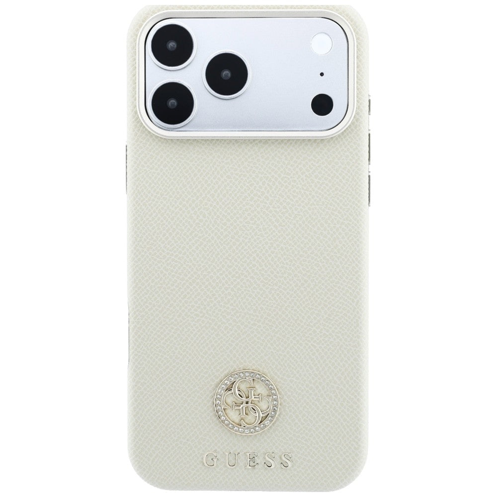 MagSafe-etui til Apple iPhone 18 Pro / 17 Pro, Guess, Kornet Rund Strass Logo, Beige