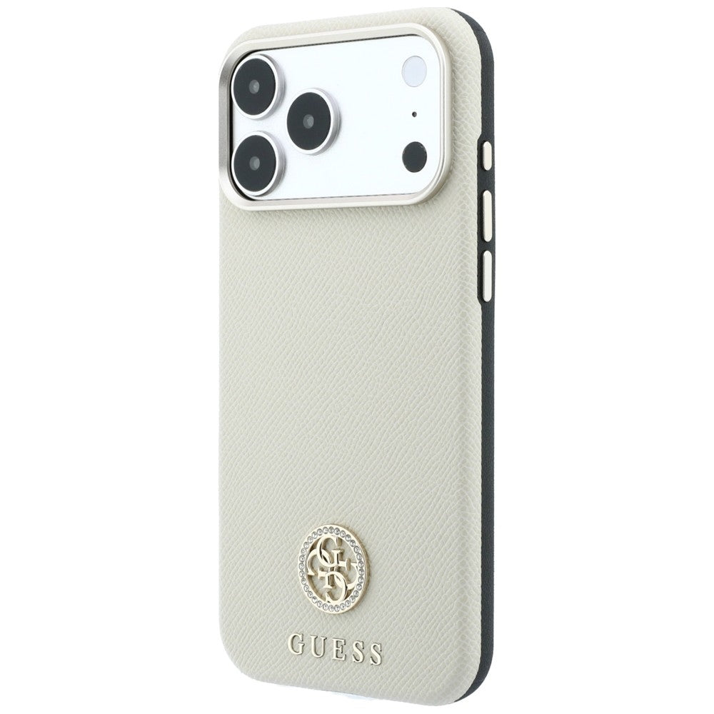 MagSafe-etui til Apple iPhone 18 Pro / 17 Pro, Guess, Kornet Rund Strass Logo, Beige