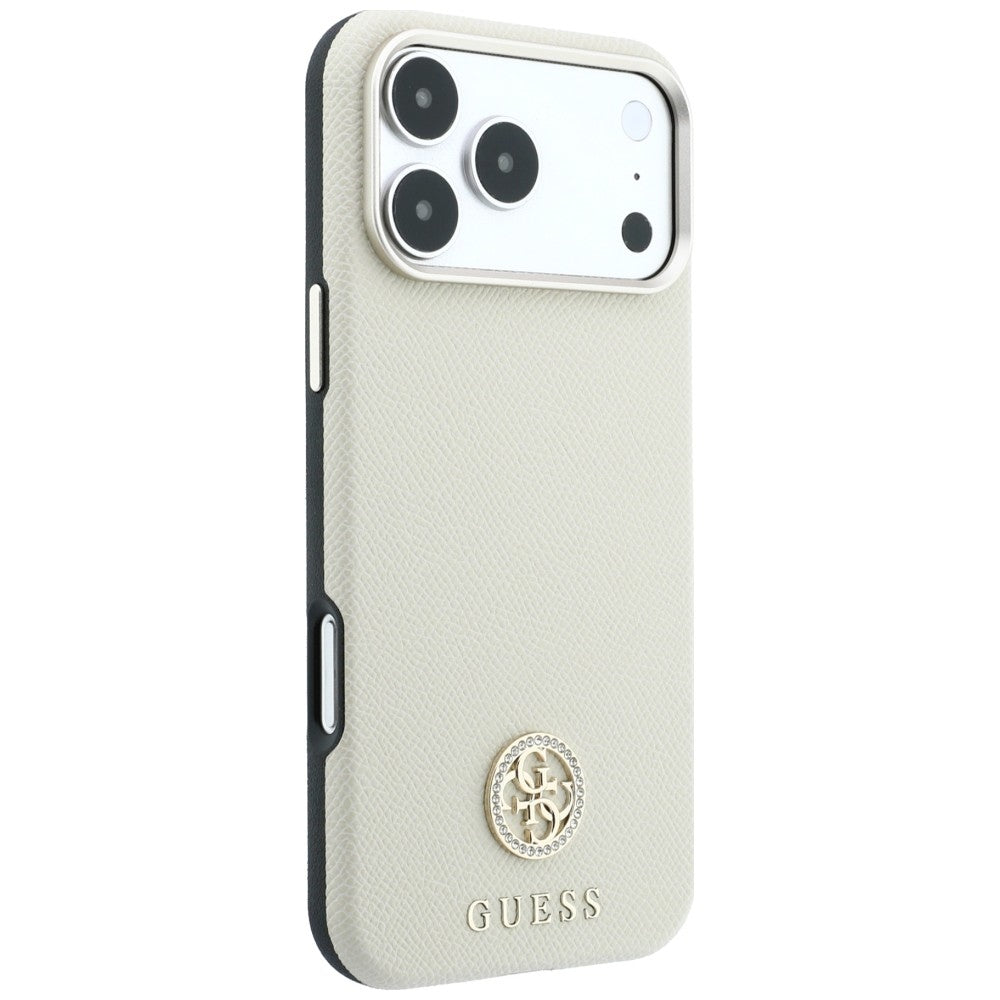 MagSafe-etui til Apple iPhone 18 Pro / 17 Pro, Guess, Kornet Rund Strass Logo, Beige