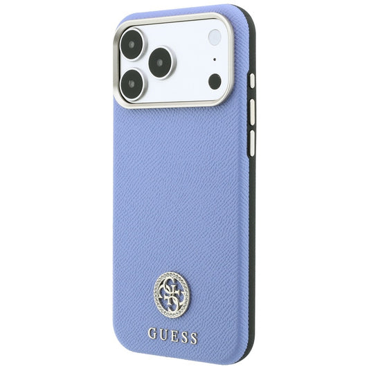 MagSafe-etui til Apple iPhone 18 Pro / 17 Pro, Guess, Grained Round Strass Logo, Bleu