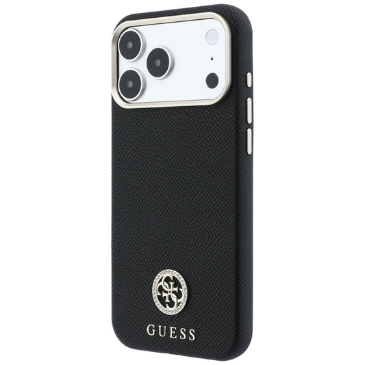 MagSafe-etui til Apple iPhone 18 Pro / 17 Pro, Guess, Kornet Rund Strass Logo, Sort