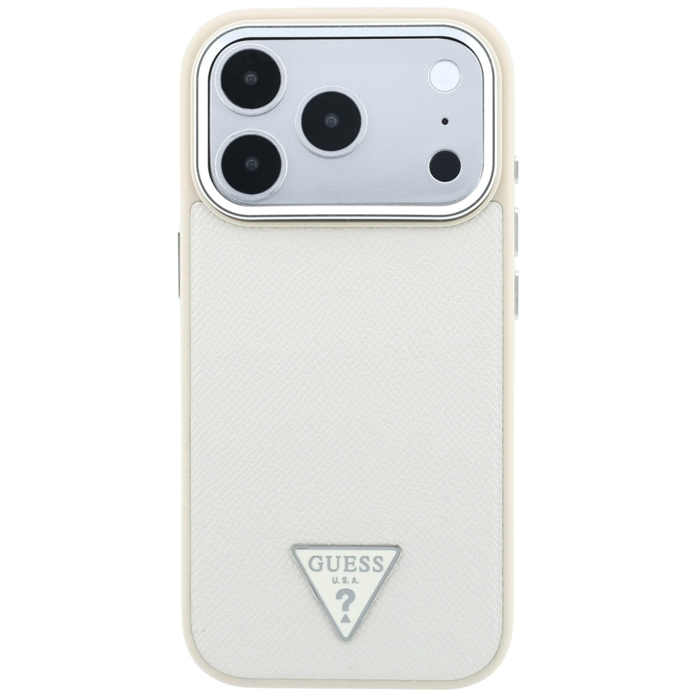 MagSafe-etui til Apple iPhone 18 Pro / 17 Pro, Guess, Grained Triangle Logo, Beige
