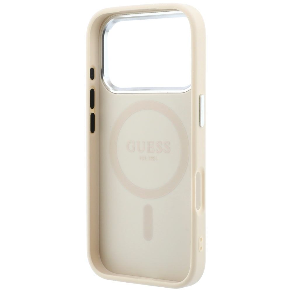 MagSafe-etui til Apple iPhone 18 Pro / 17 Pro, Guess, Grained Triangle Logo, Beige