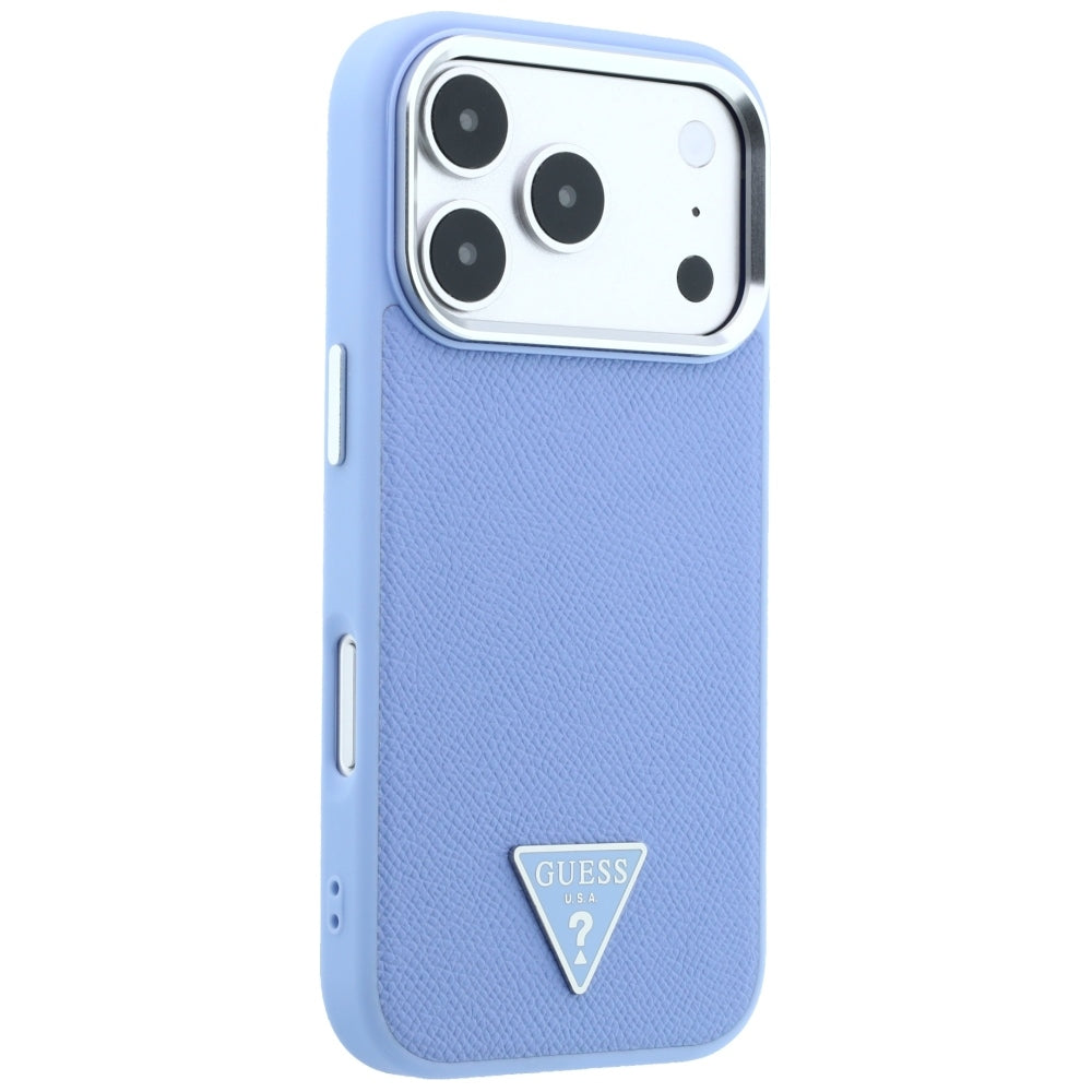 MagSafe-etui til Apple iPhone 18 Pro / 17 Pro, Guess, Grained Triangle Logo, Bleu