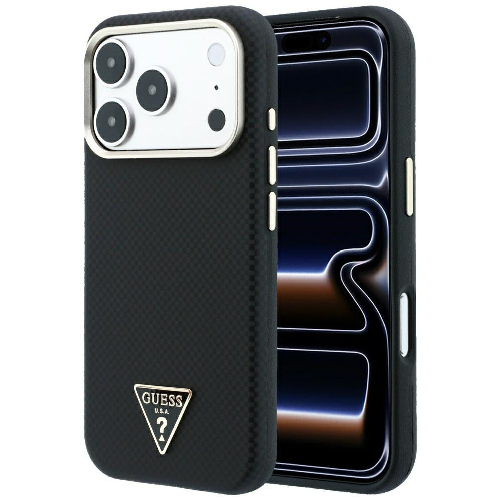 MagSafe-etui til Apple iPhone 18 Pro / 17 Pro, Guess, Kevlar Triangle Logo, Sort