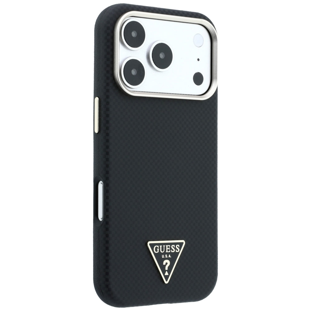MagSafe-etui til Apple iPhone 18 Pro / 17 Pro, Guess, Kevlar Triangle Logo, Sort