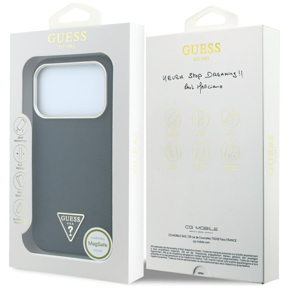 MagSafe-etui til Apple iPhone 18 Pro / 17 Pro, Guess, Kevlar Triangle Logo, Sort