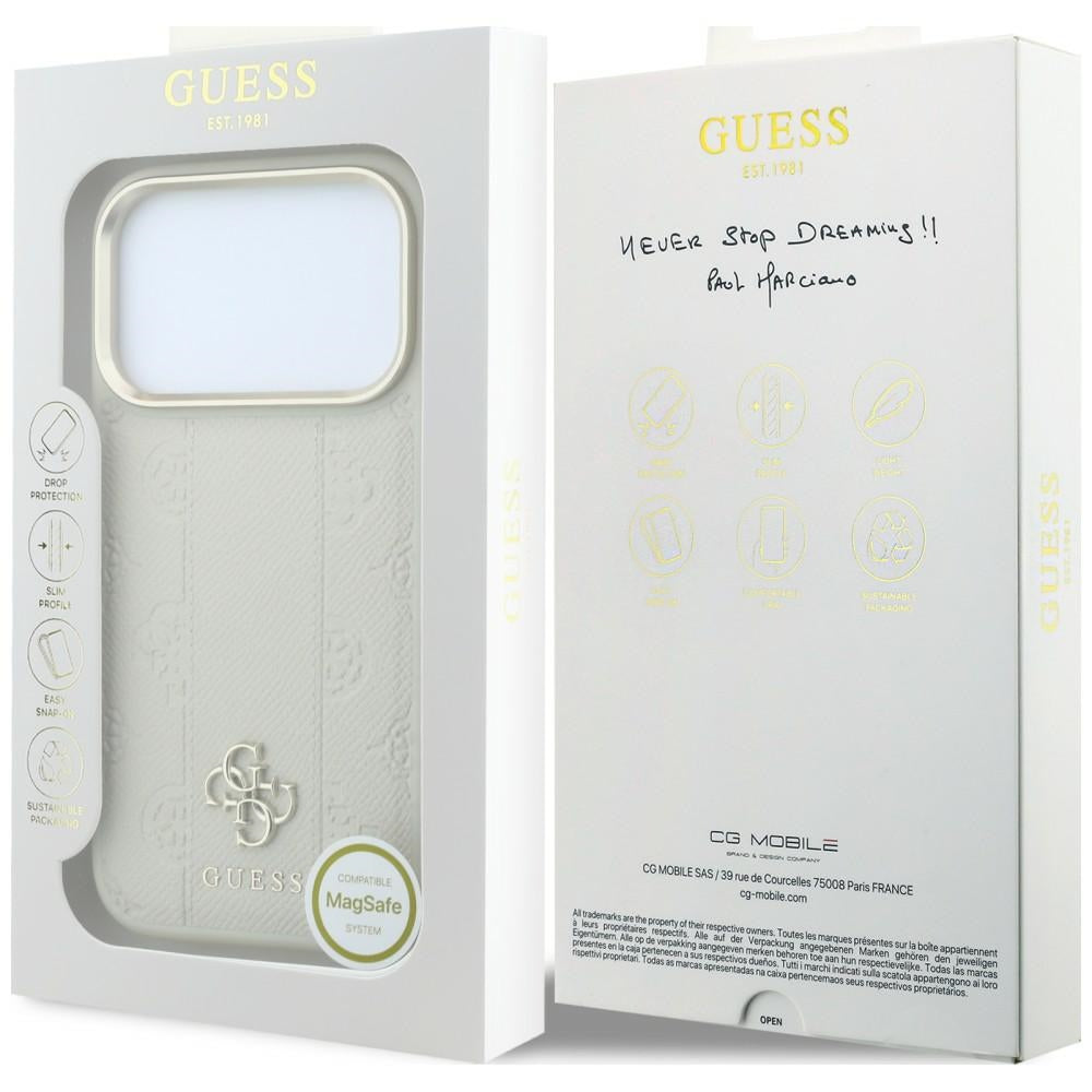 MagSafe-etui til Apple iPhone 18 Pro / 17 Pro, Guess, Peony 4G Small Logo, Beige