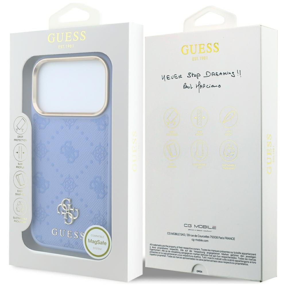 MagSafe-etui til Apple iPhone 18 Pro / 17 Pro, Guess, Peony 4G Small Logo, Blå