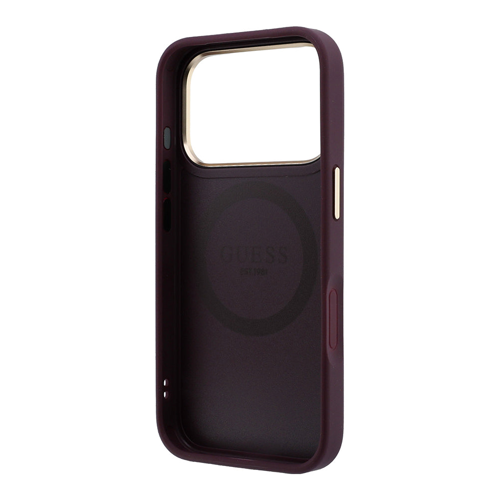 MagSafe-etui til Apple iPhone 18 Pro / 17 Pro, Guess, Peony 4G Small Logo, Vinrød