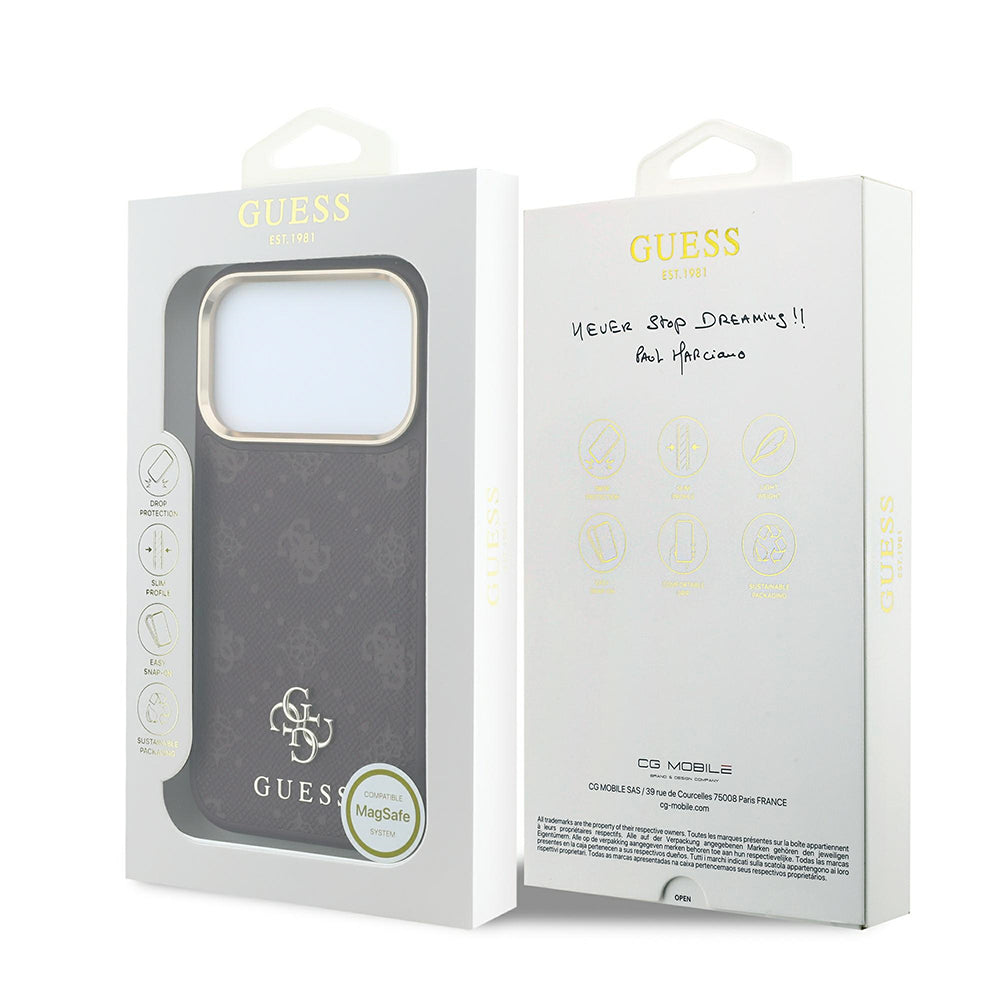 MagSafe-etui til Apple iPhone 18 Pro / 17 Pro, Guess, Peony 4G Small Logo, Vinrød