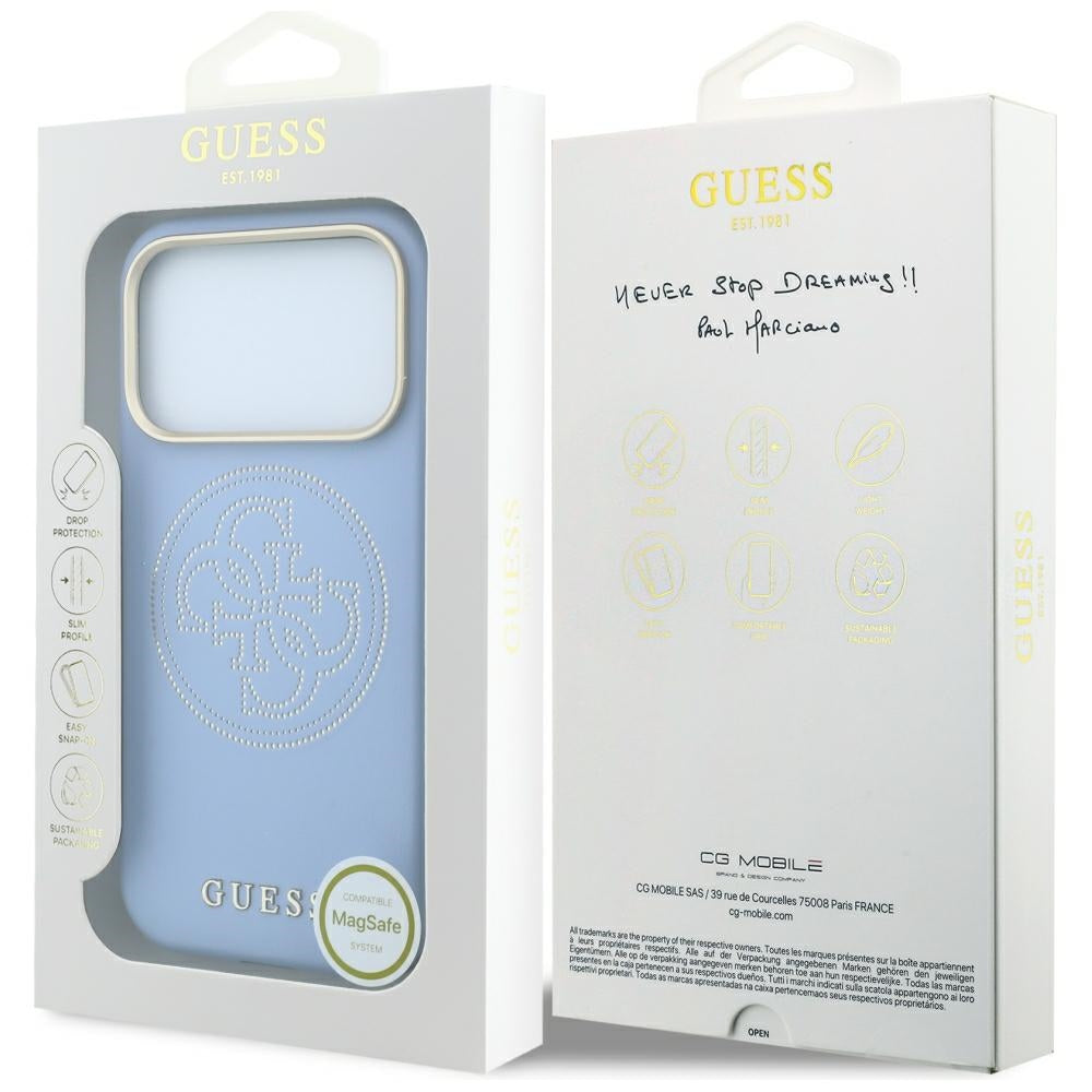 MagSafe-etui til Apple iPhone 18 Pro / 17 Pro, Guess, Perforated 4G, Blå