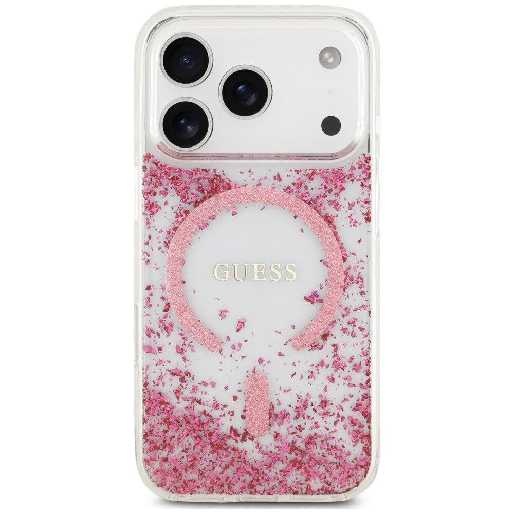 MagSafe-etui til Apple iPhone 18 Pro / 17 Pro, Guess, Resin Bottom Glitter, Pink