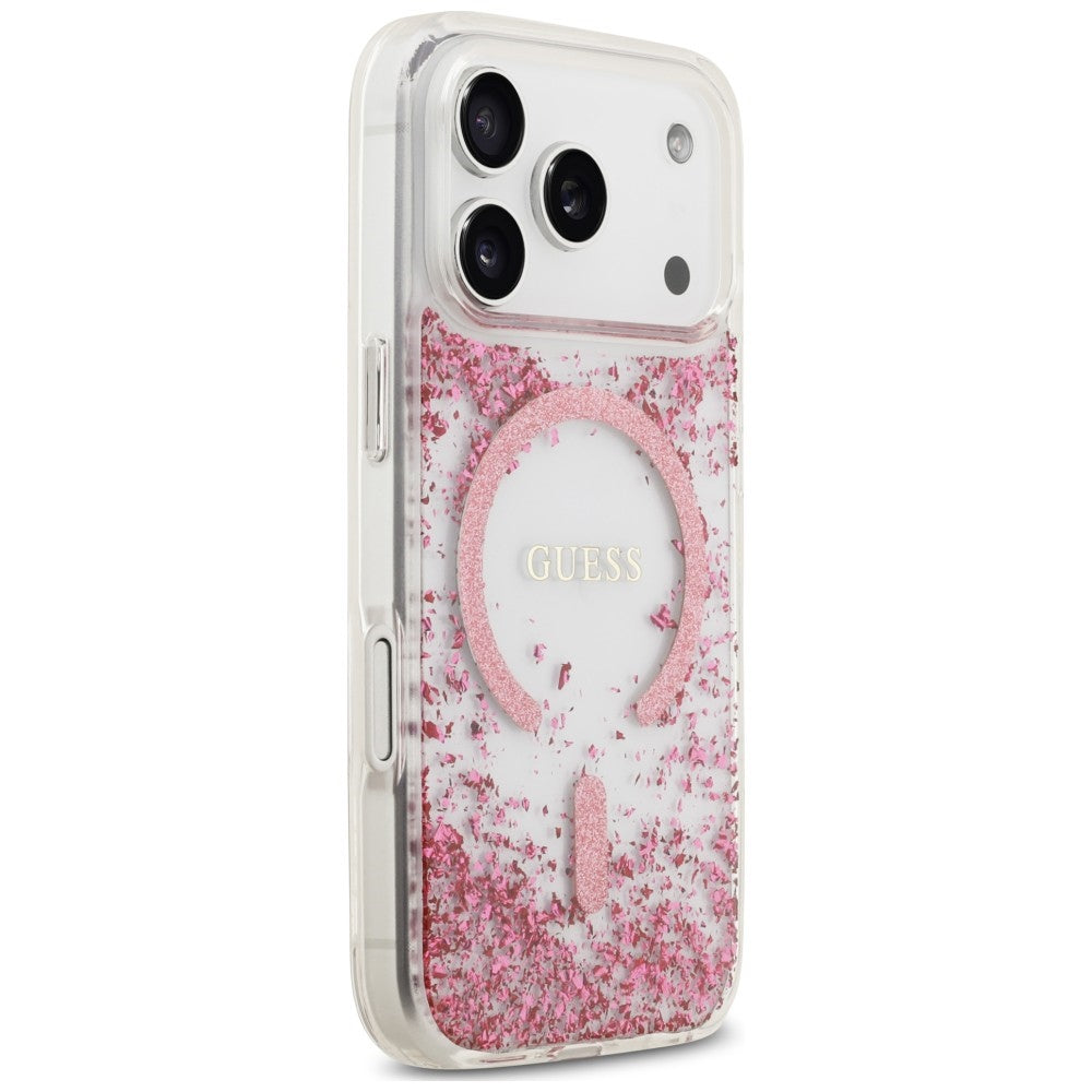 MagSafe-etui til Apple iPhone 18 Pro / 17 Pro, Guess, Resin Bottom Glitter, Pink