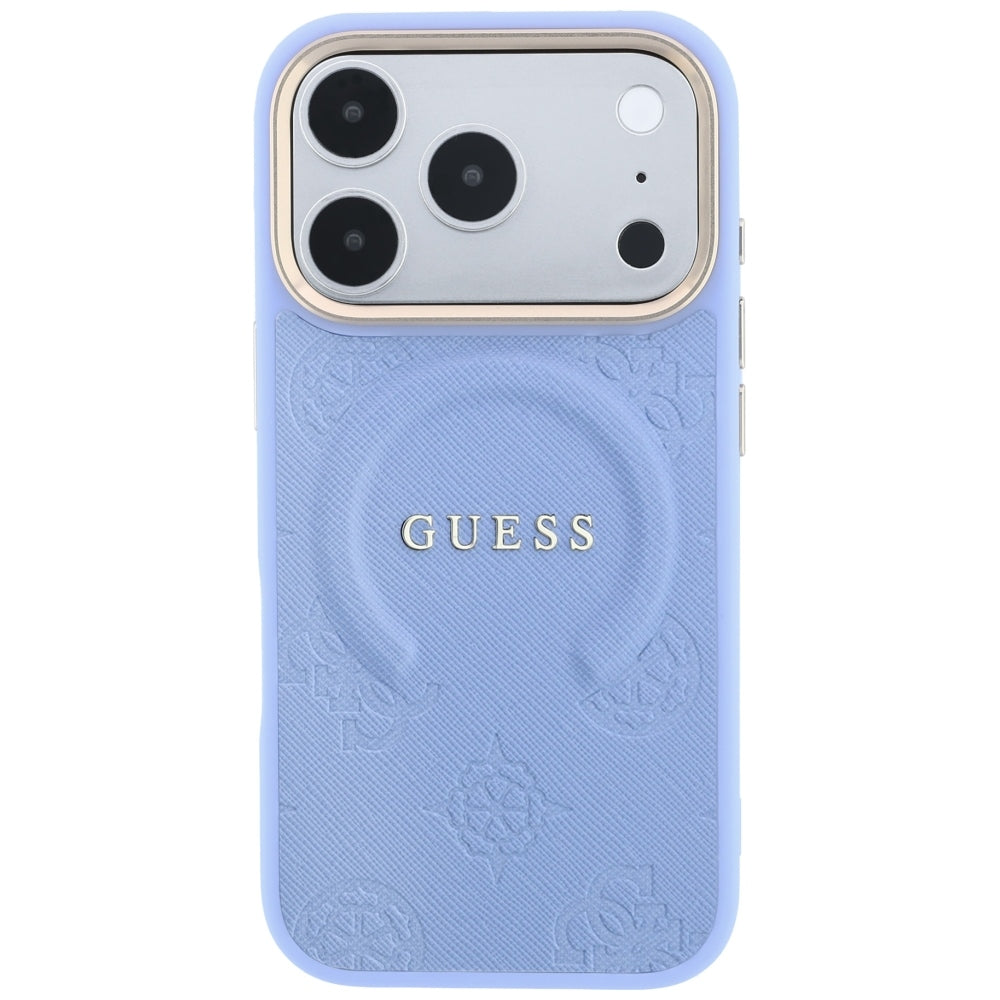 MagSafe-etui til Apple iPhone 18 Pro / 17 Pro, Guess, Saffiano Peony Ring, Blå