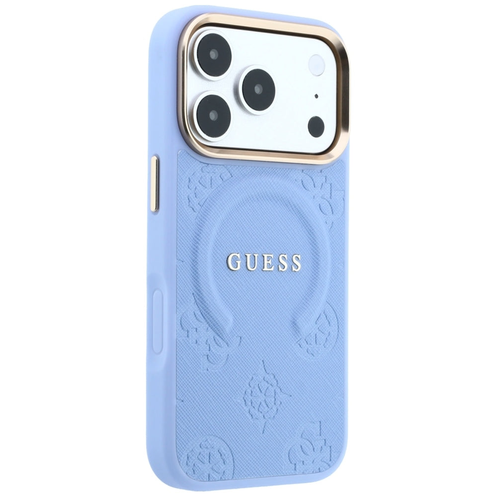 MagSafe-etui til Apple iPhone 18 Pro / 17 Pro, Guess, Saffiano Peony Ring, Blå