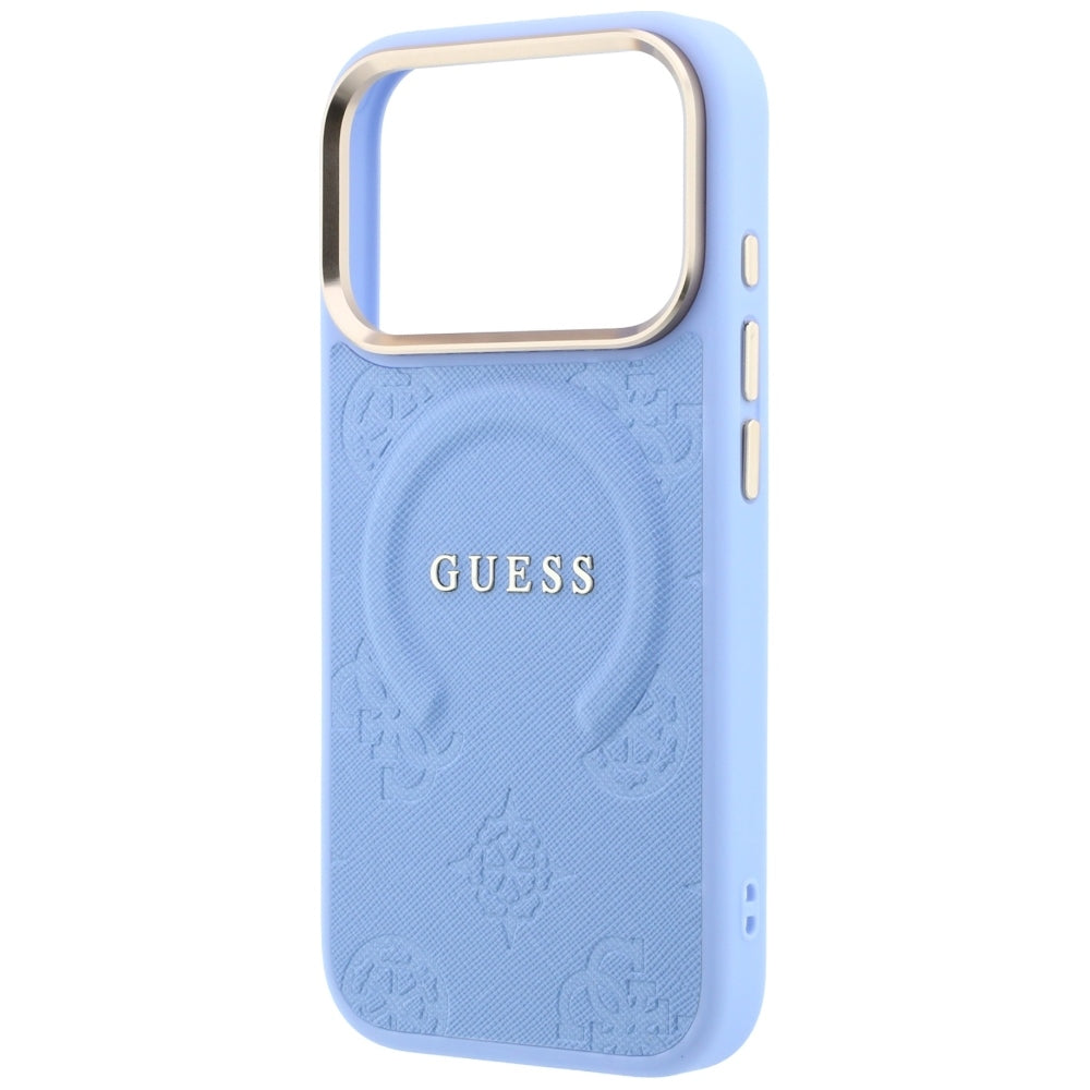 MagSafe-etui til Apple iPhone 18 Pro / 17 Pro, Guess, Saffiano Peony Ring, Blå