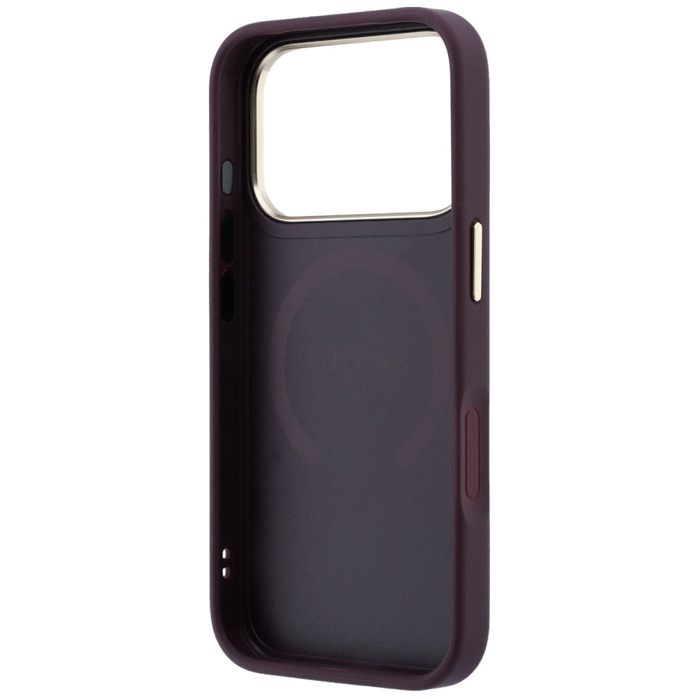 MagSafe-etui til Apple iPhone 18 Pro / 17 Pro, Guess, Saffiano Peony Ring, Vinrød