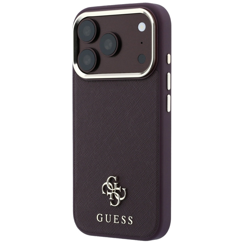 MagSafe-etui til Apple iPhone 18 Pro / 17 Pro, Guess, Saffiano Small 4G Classic, Vinrød
