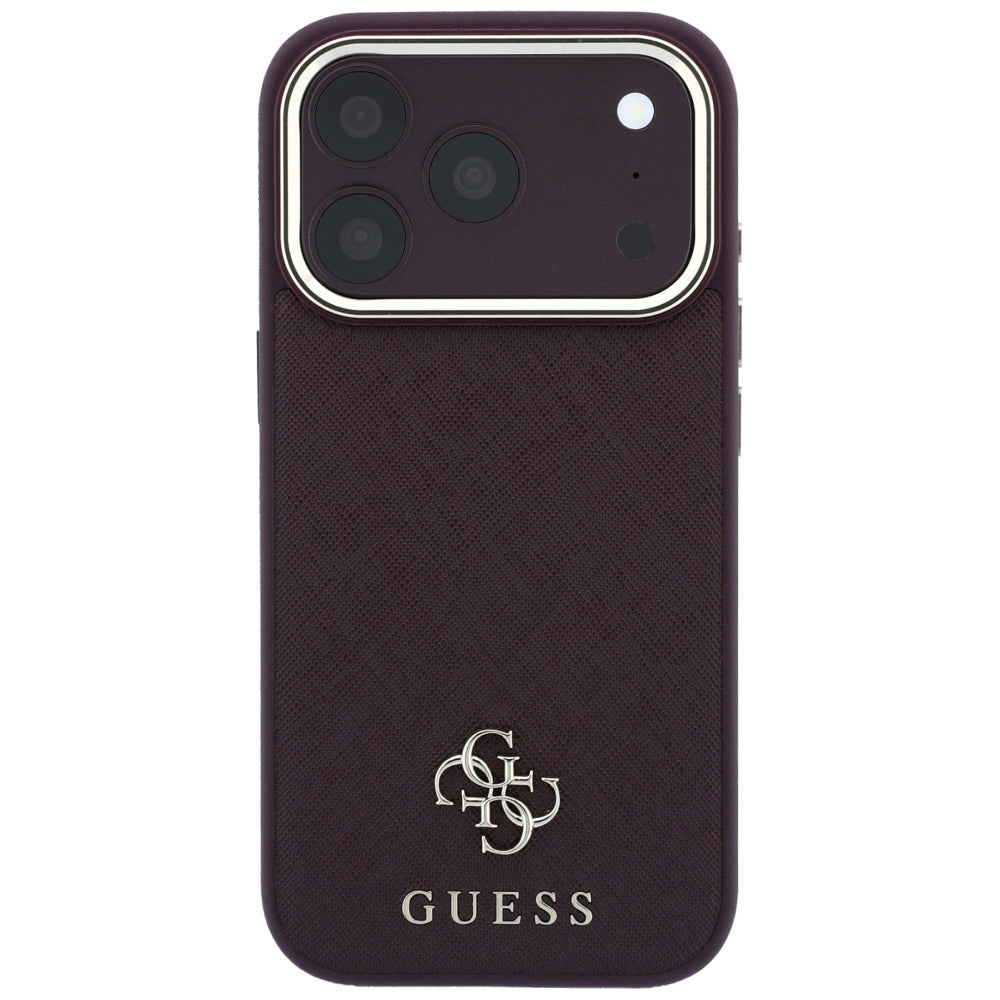 MagSafe-etui til Apple iPhone 18 Pro / 17 Pro, Guess, Saffiano Small 4G Classic, Vinrød