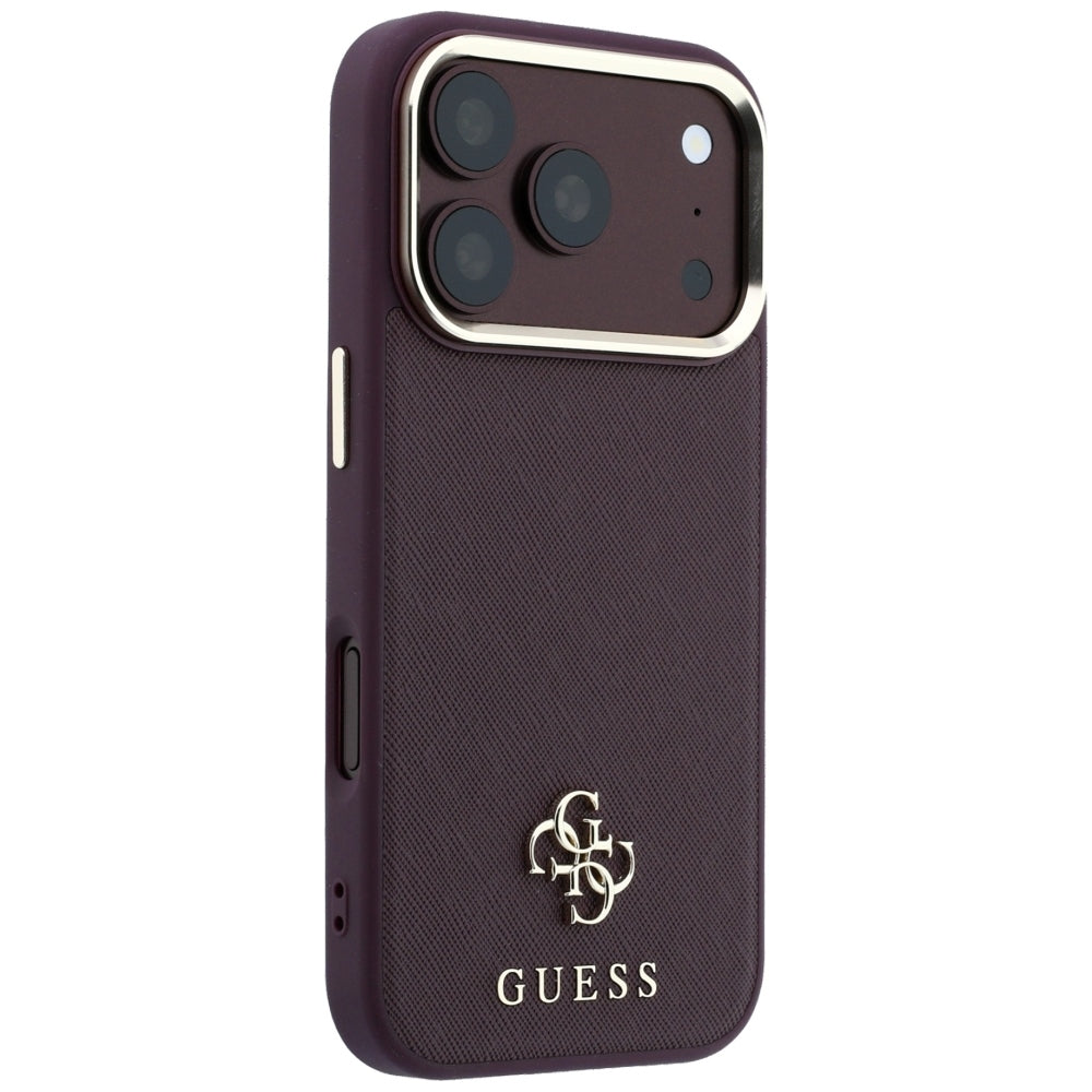 MagSafe-etui til Apple iPhone 18 Pro / 17 Pro, Guess, Saffiano Small 4G Classic, Vinrød
