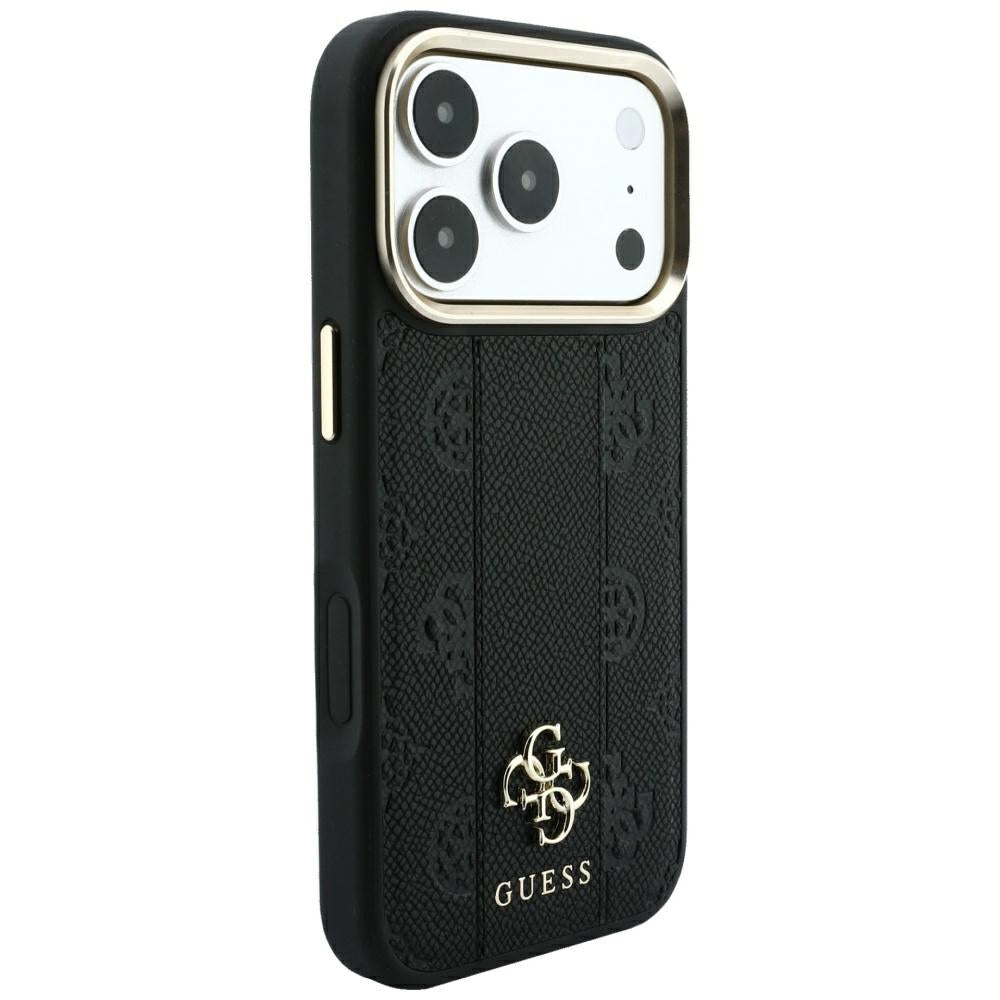 MagSafe Case for Apple iPhone 18 Pro / 17 Pro, Guess, Stripe Peony 4G, Black