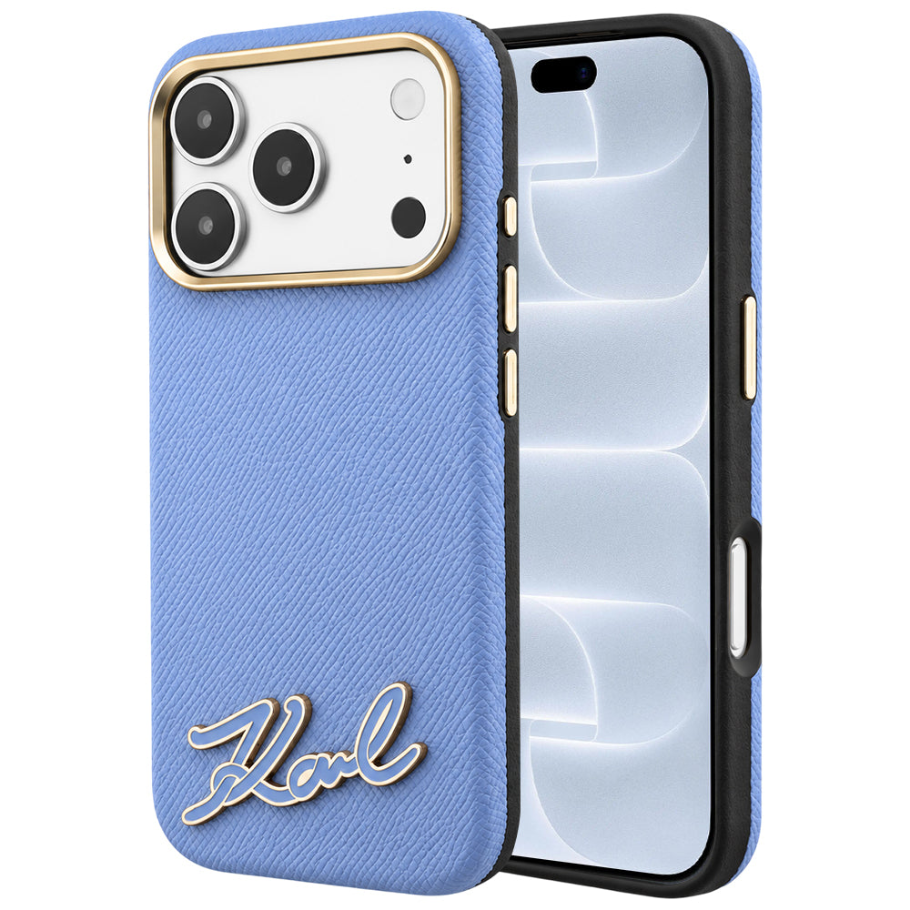 MagSafe-etui til Apple iPhone 18 Pro / 17 Pro, Karl Lagerfeld, Kornet Harpiks Signaturlogo, Blå