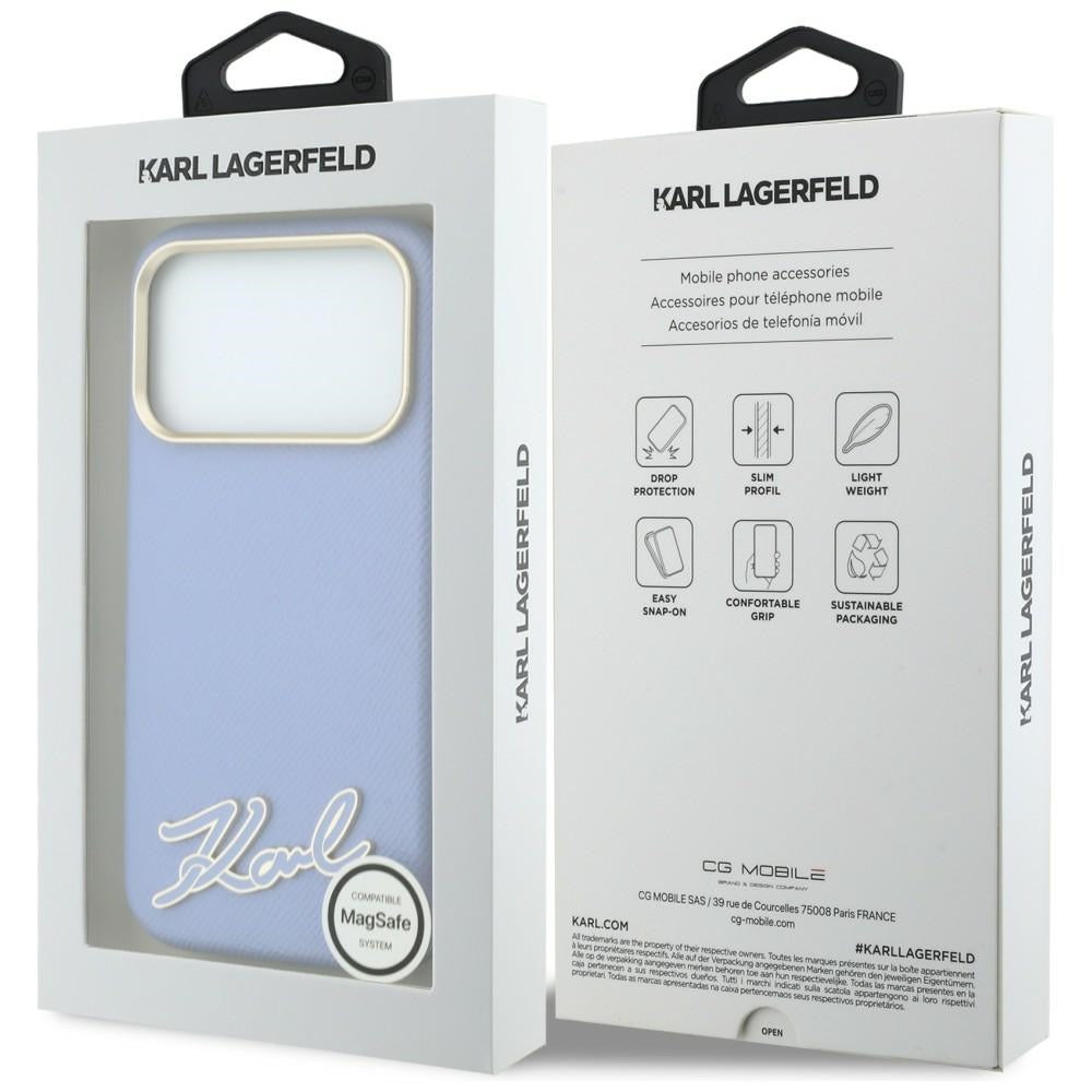 MagSafe-etui til Apple iPhone 18 Pro / 17 Pro, Karl Lagerfeld, Kornet Harpiks Signaturlogo, Blå