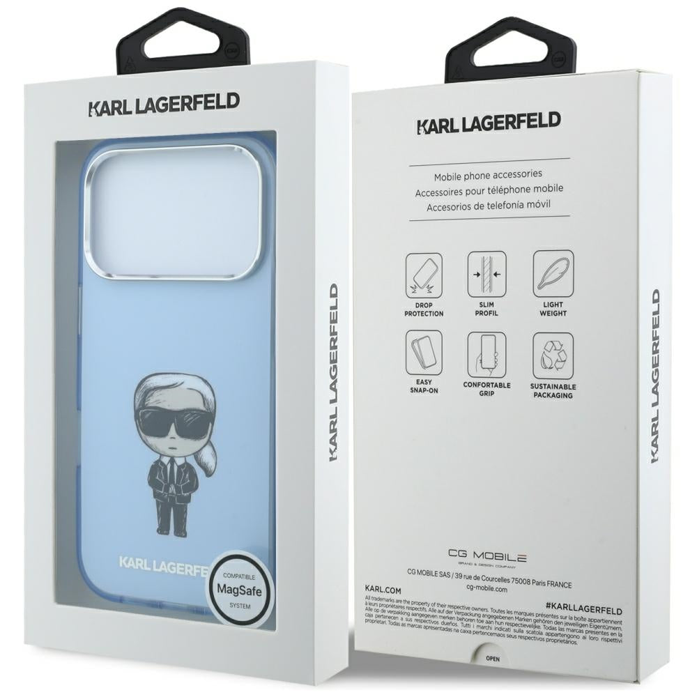 MagSafe-etui til Apple iPhone 18 Pro / 17 Pro, Karl Lagerfeld, HC IML Ikonik Sketch Print, Blå