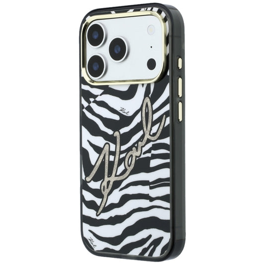 MagSafe-etui til Apple iPhone 18 Pro / 17 Pro, Karl Lagerfeld, HC IML Signature Zebra Glitter Gold, Sort