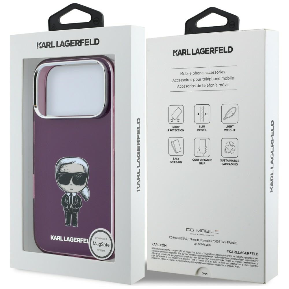 MagSafe-cover til Apple iPhone 18 Pro / 17 Pro, Karl Lagerfeld, HC IML Ikonik Sketch Print, bordeauxfarvet