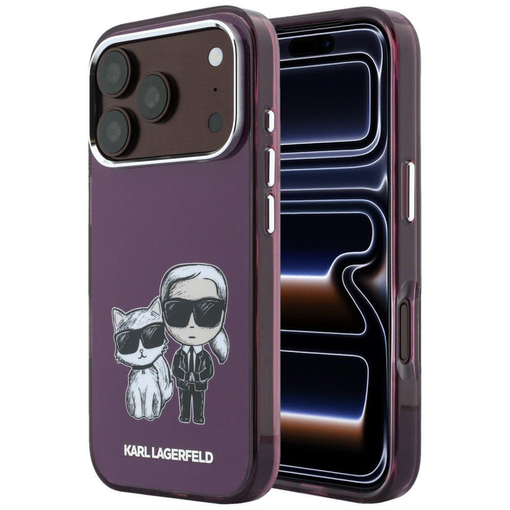 MagSafe-etui til Apple iPhone 18 Pro / 17 Pro, Karl Lagerfeld, IML KC Bodies Sketch Print, Vinrød