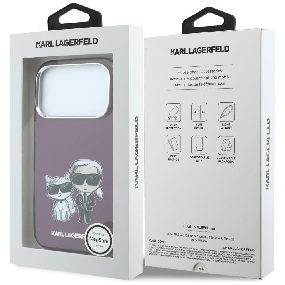 MagSafe-etui til Apple iPhone 18 Pro / 17 Pro, Karl Lagerfeld, IML KC Bodies Sketch Print, Vinrød