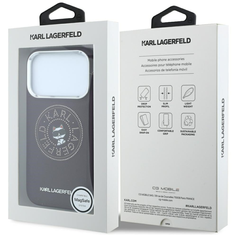 MagSafe-etui til Apple iPhone 18 Pro / 17 Pro, Karl Lagerfeld, Point and Choupette Sketch, Vinrød