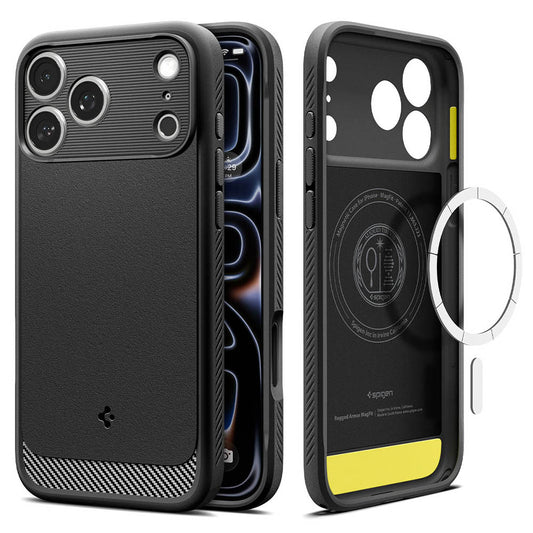 MagSafe-etui til Apple iPhone 18 Pro / 17 Pro, Spigen, Rugged Armor, Mat Sort ACS12147