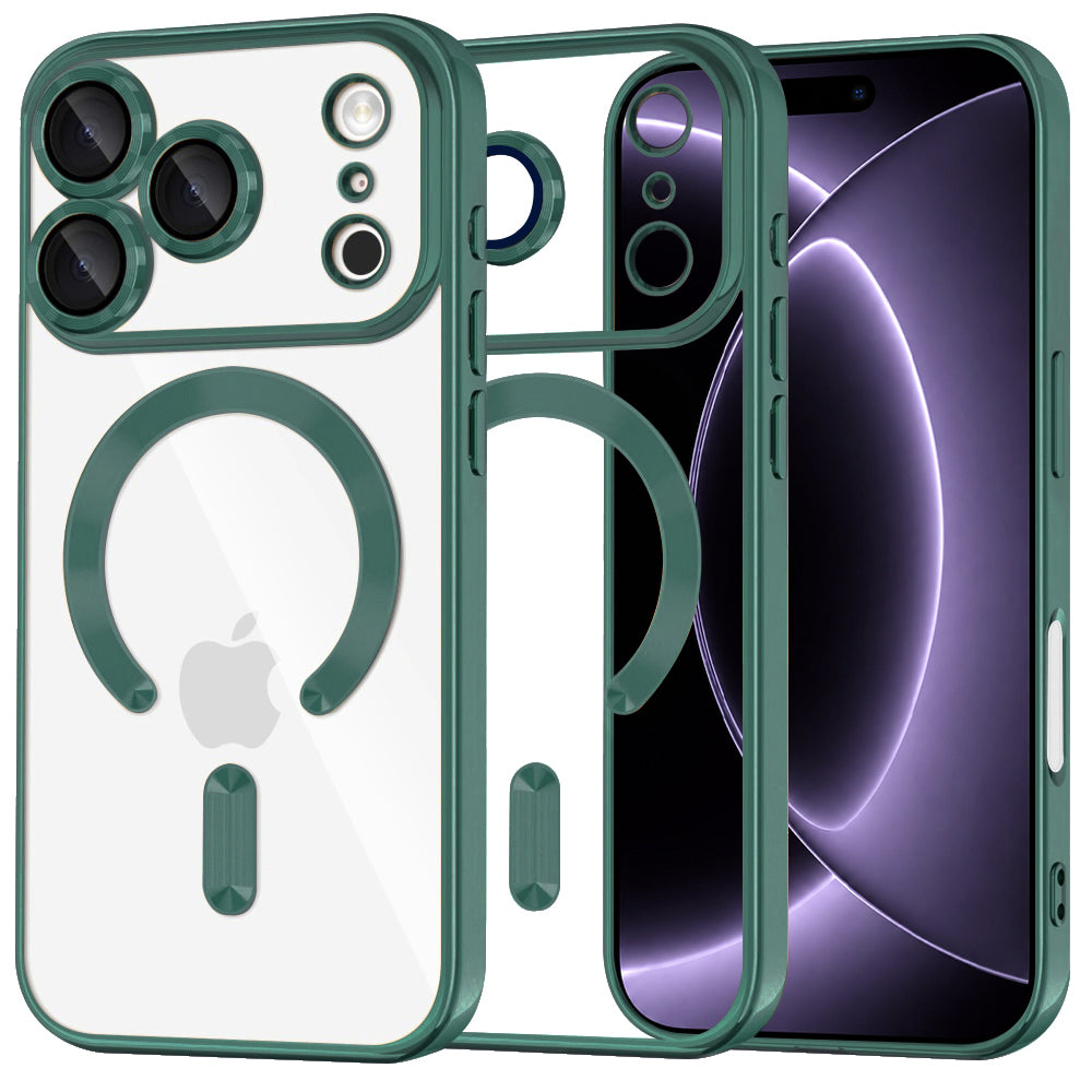 MagSafe-etui til Apple iPhone 18 Pro / 17 Pro, Techsuit, Luxury Crystal, Mørkegrøn