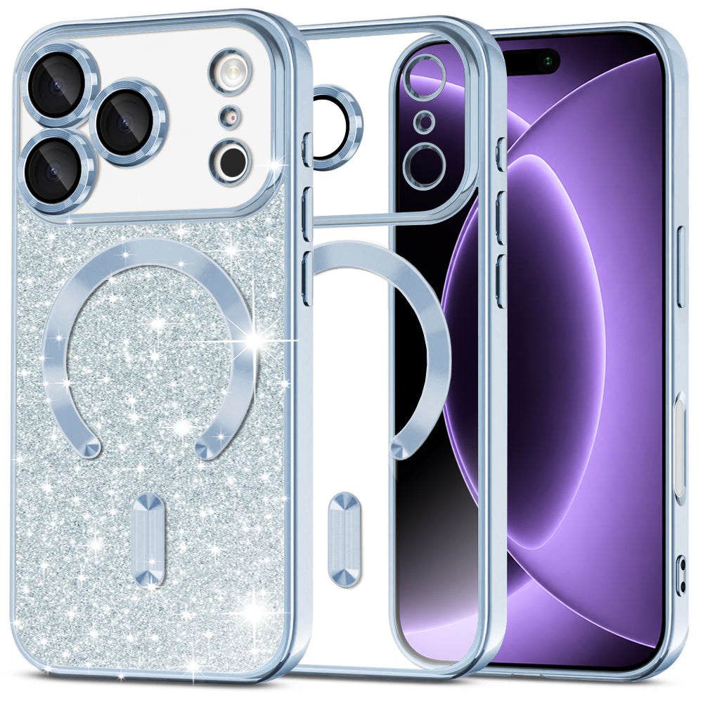 MagSafe-etui til Apple iPhone 18 Pro / 17 Pro, Techsuit, Luxury Glitter, Bleu