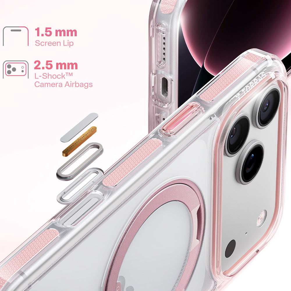 MagSafe-etui til Apple iPhone 18 Pro / 17 Pro, Torras, Ostand O3 Light, Lyserød