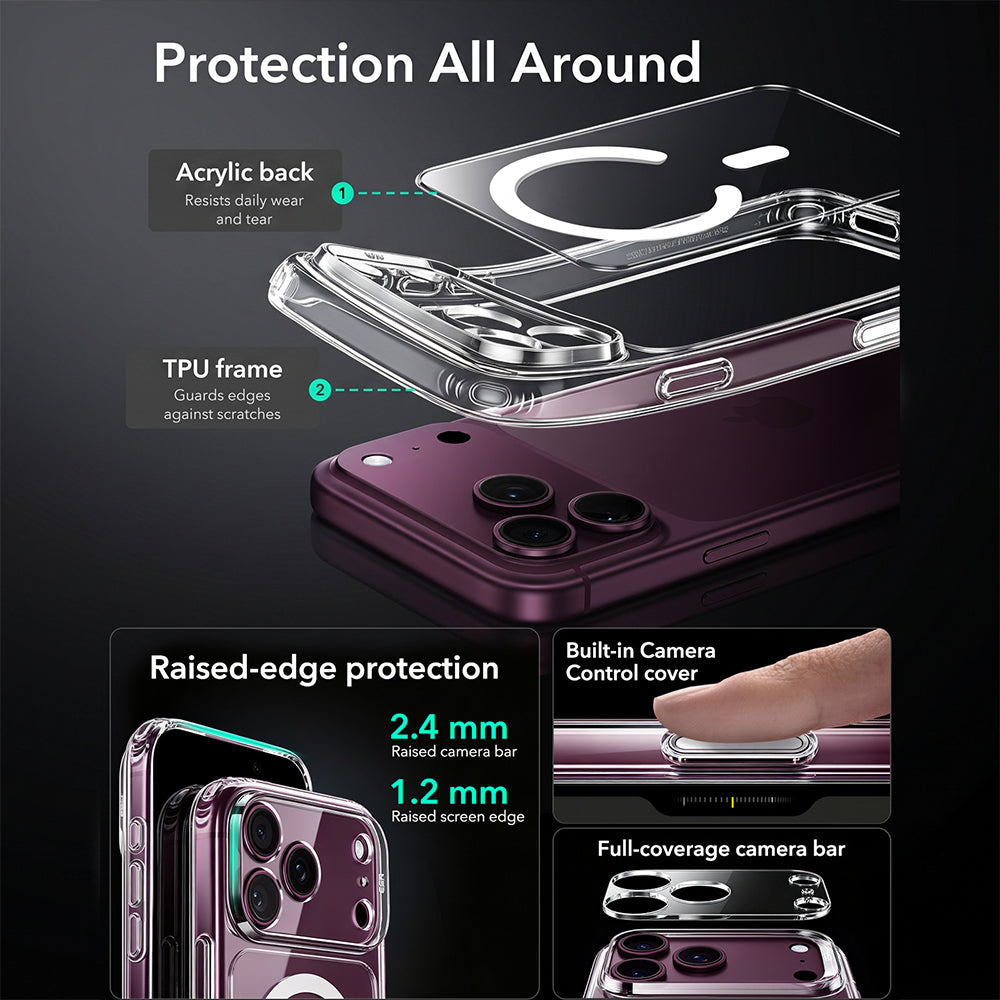 MagSafe-etui til Apple iPhone 18 Pro, ESR, Classic Hybrid, Transparent
