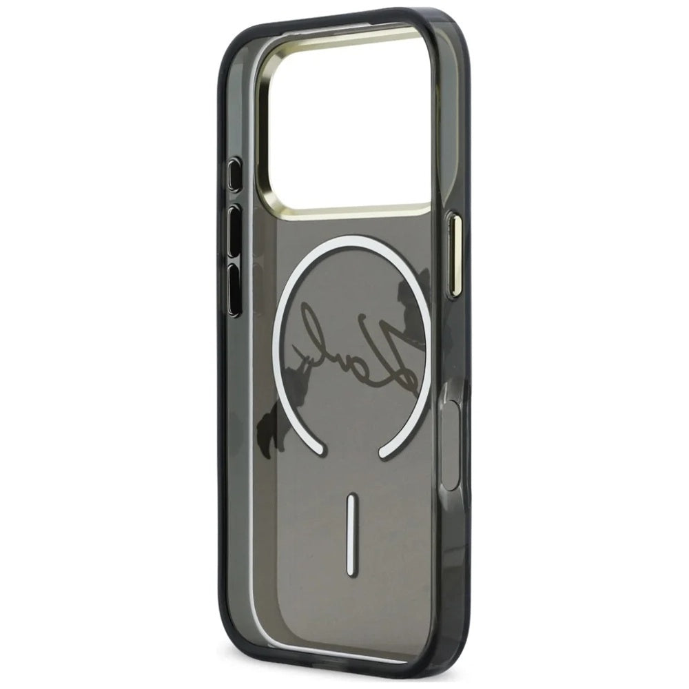 MagSafe Case for Apple iPhone 18 Pro, Karl Lagerfeld, IML Choupette Karl Script Logo, Black