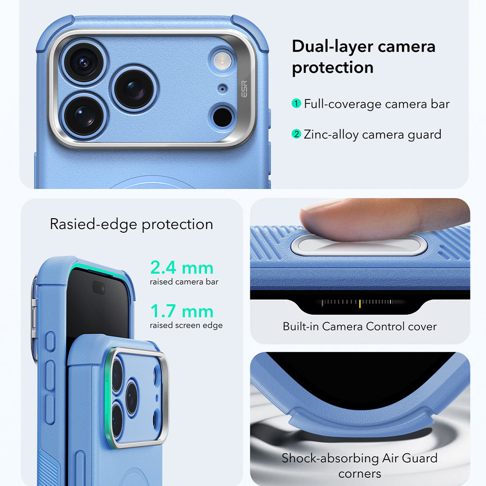 MagSafe-etui til Apple iPhone 18 Pro Max / 17 Pro Max, ESR, Cyber Armor Kickstand, Blå