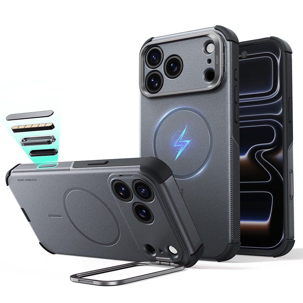 MagSafe-etui til Apple iPhone 18 Pro Max / 17 Pro Max, ESR, Cyber Armor Kickstand, Grå