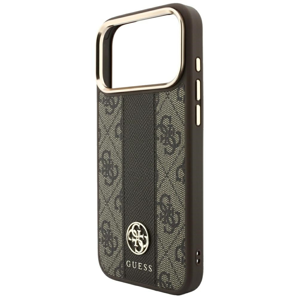 MagSafe-etui til Apple iPhone 18 Pro Max / 17 Pro Max, Guess, 4G Stripe Rundt Klassisk Logo, Brun