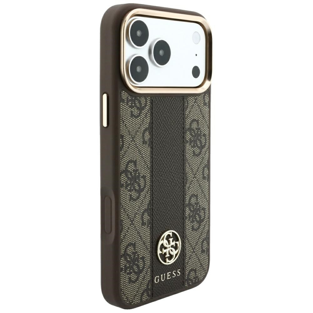 MagSafe-etui til Apple iPhone 18 Pro Max / 17 Pro Max, Guess, 4G Stripe Rundt Klassisk Logo, Brun