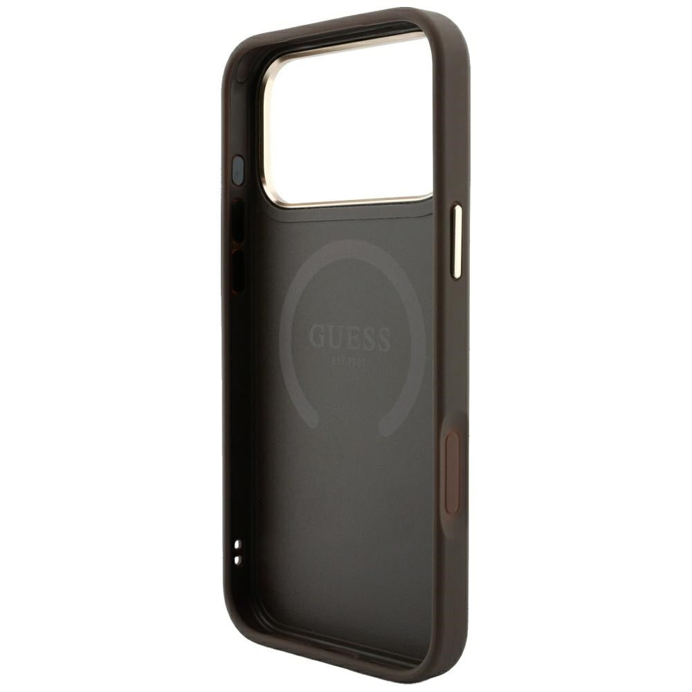 MagSafe-etui til Apple iPhone 18 Pro Max / 17 Pro Max, Guess, 4G Stripe Rundt Klassisk Logo, Brun