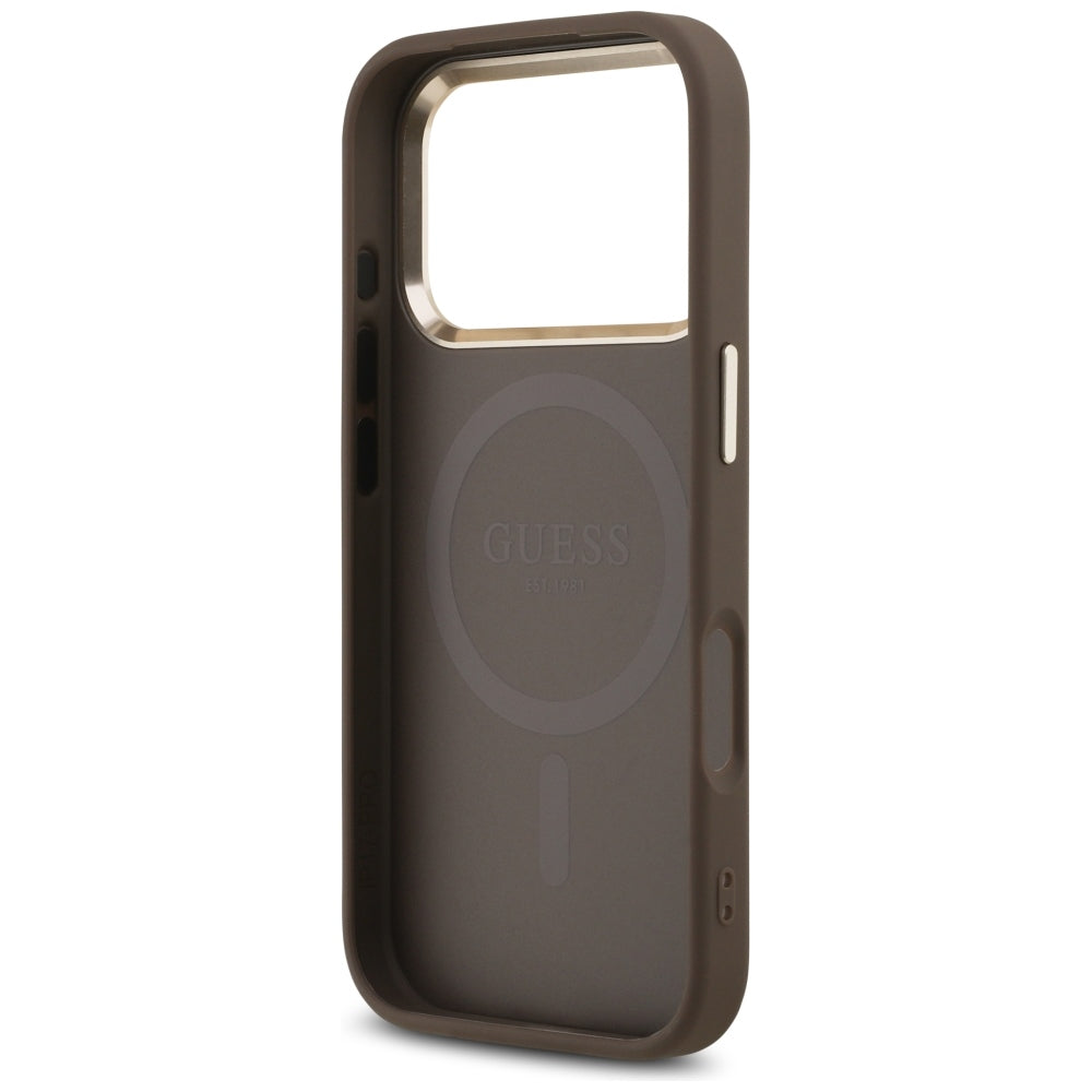 MagSafe-etui til Apple iPhone 18 Pro Max / 17 Pro Max, Guess, 4G Triangle Logo, Brun